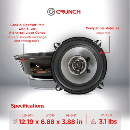 Crunch 5.25" Coaxial Speaker Set, Full-Range Audio Upgrade for Vehicle Stereo - Find Fresh Goods