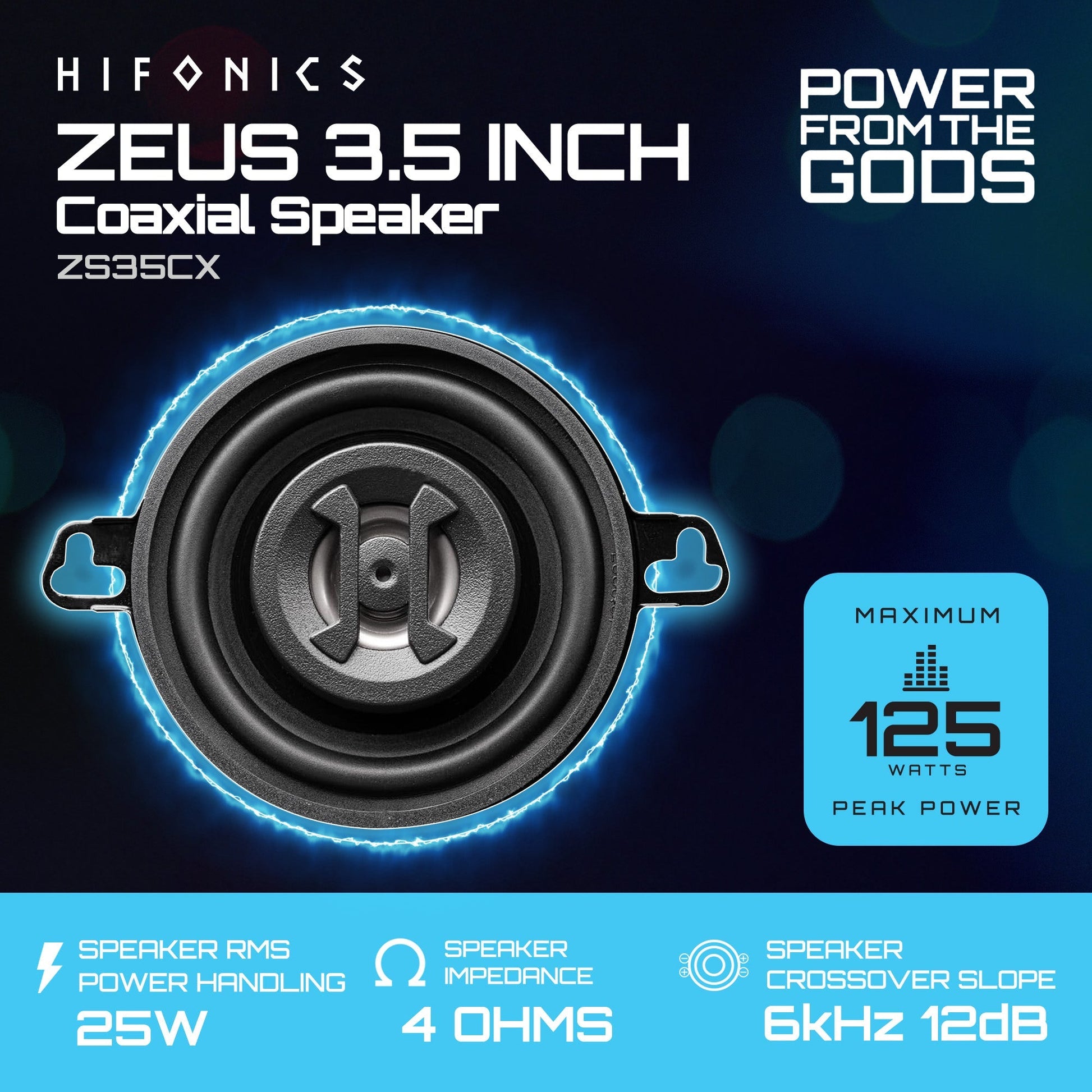 Hifonics Zeus ZS35CX 3.5 Inch 2 Way 125W Car Audio Coaxial Speakers, Pair - Find Fresh Goods