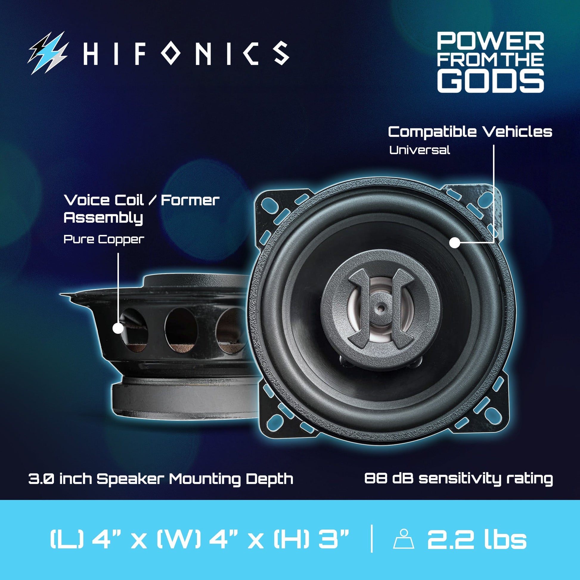 Hifonics Zeus ZS4CX 4 Inch 2 Way 175W Car Audio Coaxial Speakers, Pair - Find Fresh Goods