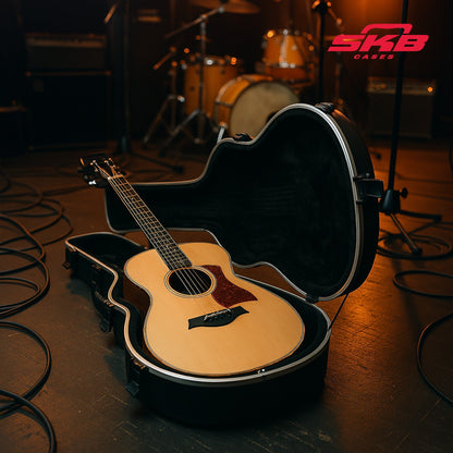SKB Taylor GS Mini Acoustic Guitar Hard Case, Locks, Handle, Protection, Black