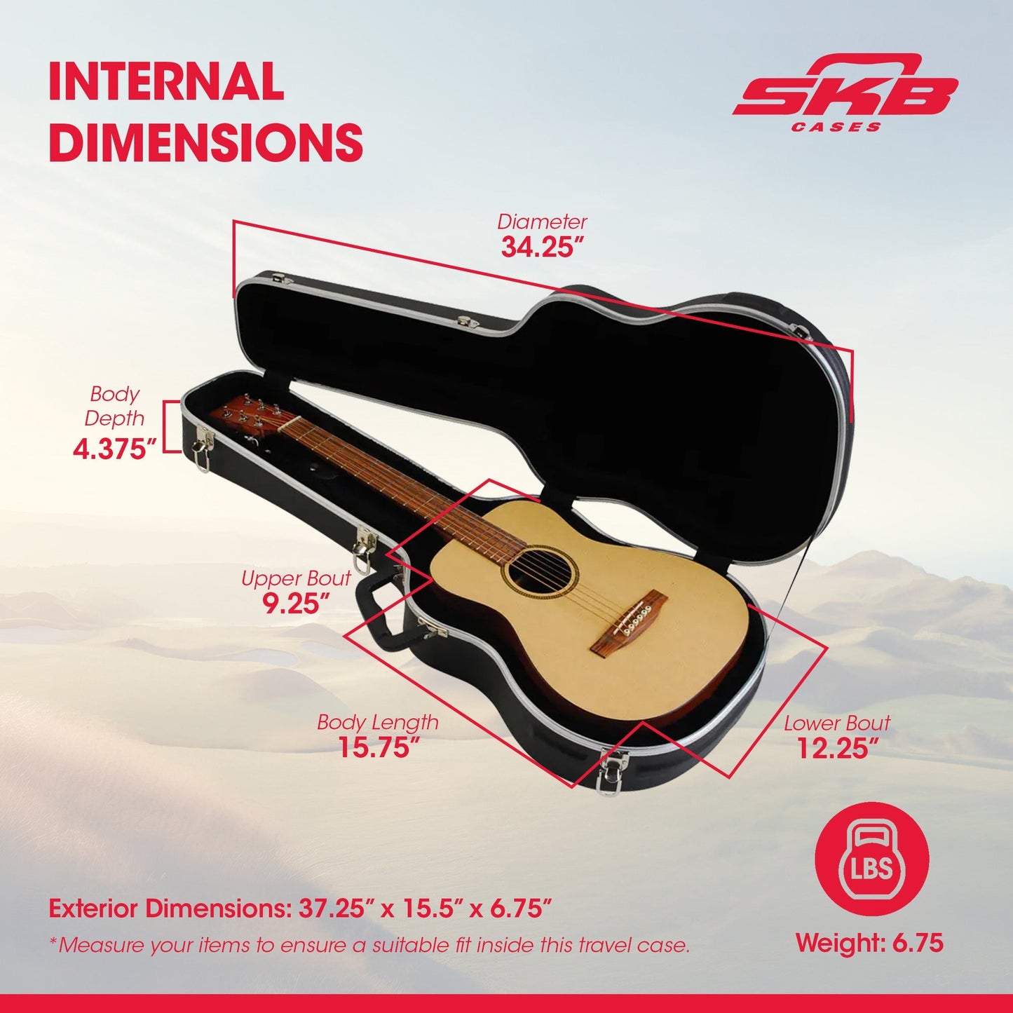 SKB cases Hardshell Guitar Travel Case for Baby Taylor/Martin LX Models, Black