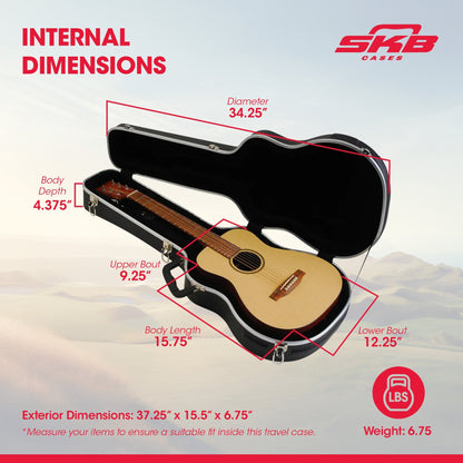 SKB cases Hardshell Guitar Travel Case for Baby Taylor/Martin LX Models, Black