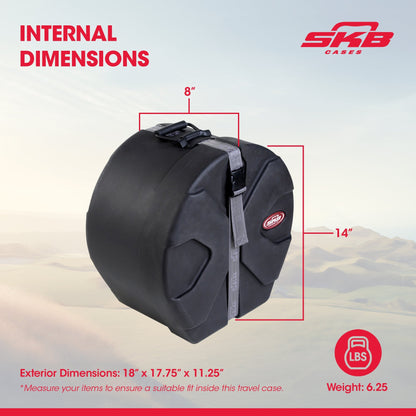 SKB Cases 8" x 14" Tom/Snare Case with Padded Interior and D-Shaped Drum Design