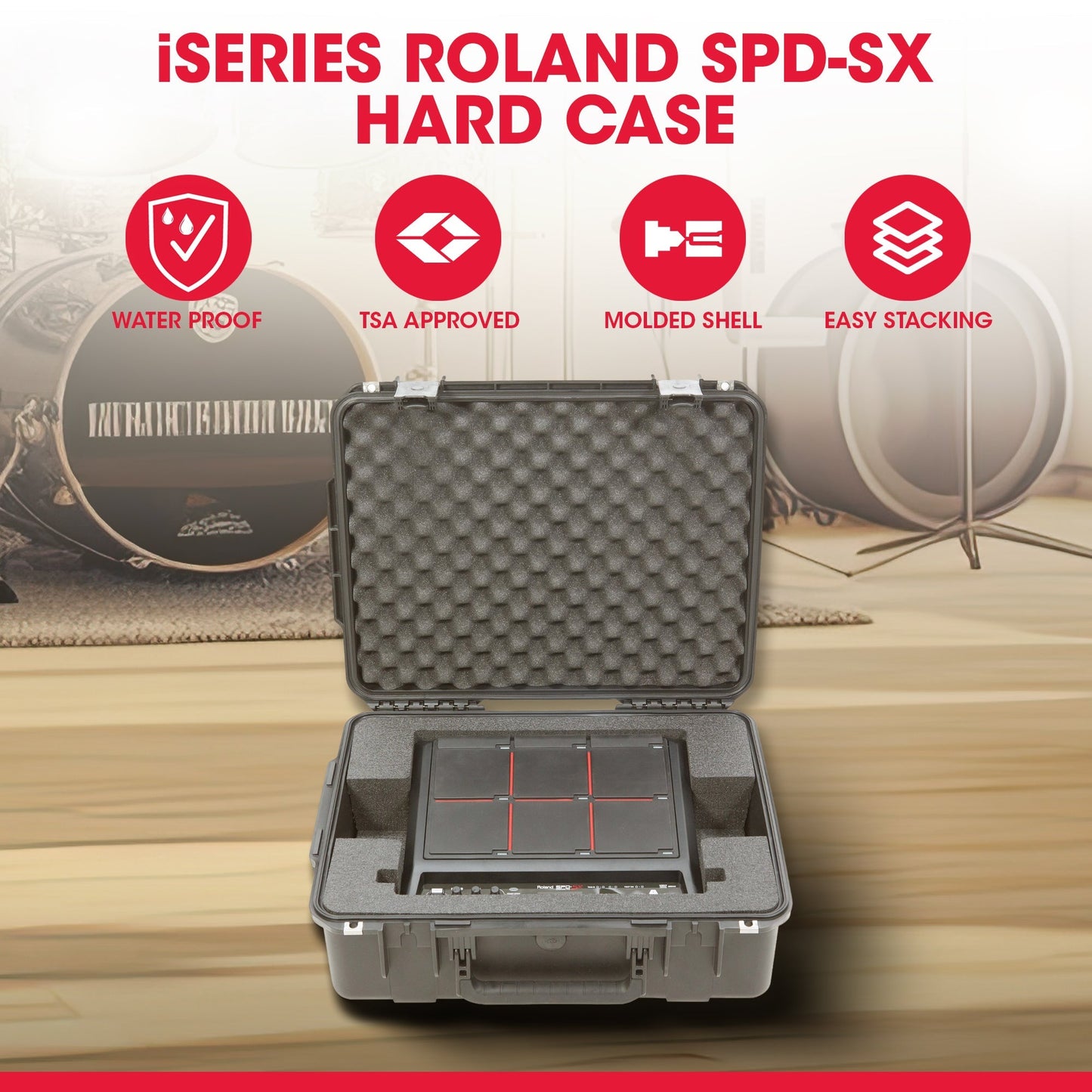SKB iSeries Roland SPD-SX Hard Case, Drum Multi Pad Protection for Travel Use