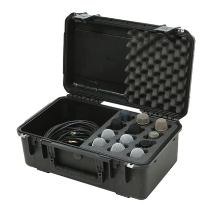 SKB iSeries Microphone Hard Case with 12-Slot Foam Interior and Cable Storage
