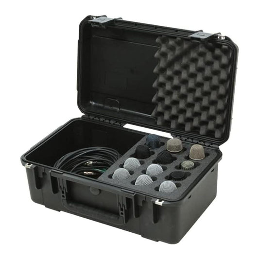 SKB iSeries Microphone Hard Case with 12-Slot Foam Interior and Cable Storage