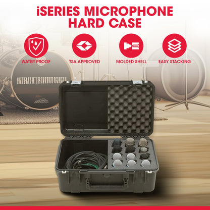 SKB iSeries Microphone Hard Case with 12-Slot Foam Interior and Cable Storage