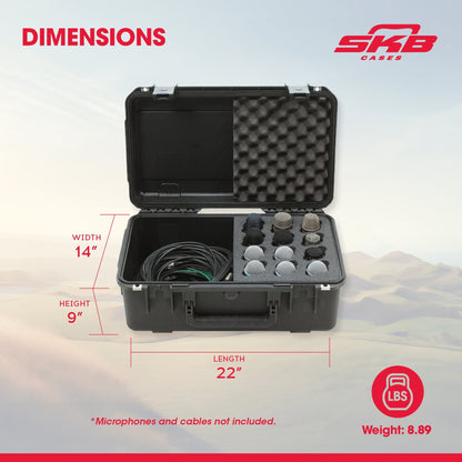 SKB iSeries Microphone Hard Case with 12-Slot Foam Interior and Cable Storage