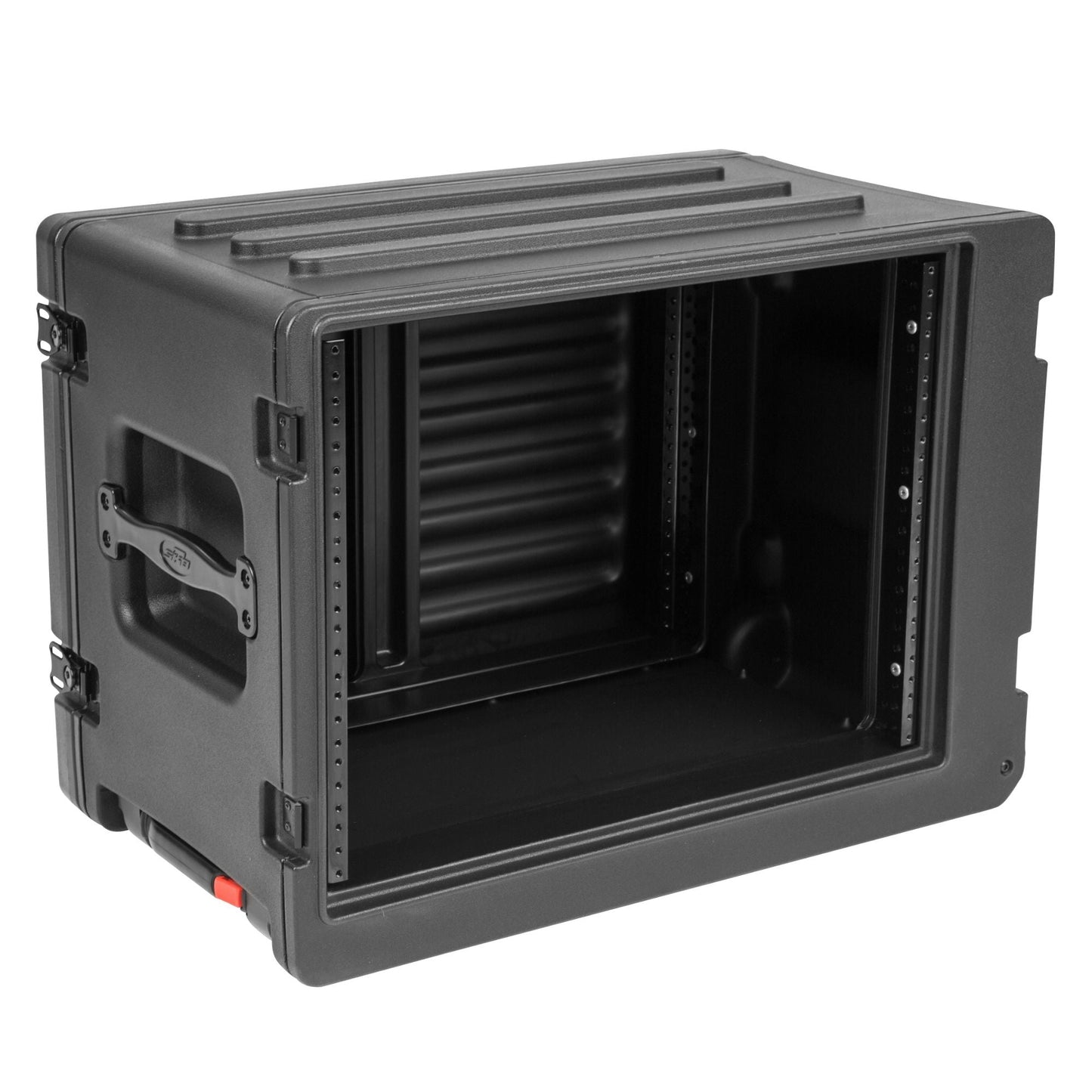 SKB 8U rSeries Shallow Rolling Rack with Integrated Back Wheels and Pull Handle