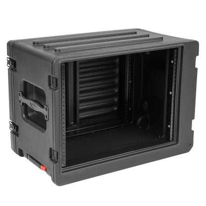 SKB 8U rSeries Shallow Rolling Rack with Integrated Back Wheels and Pull Handle