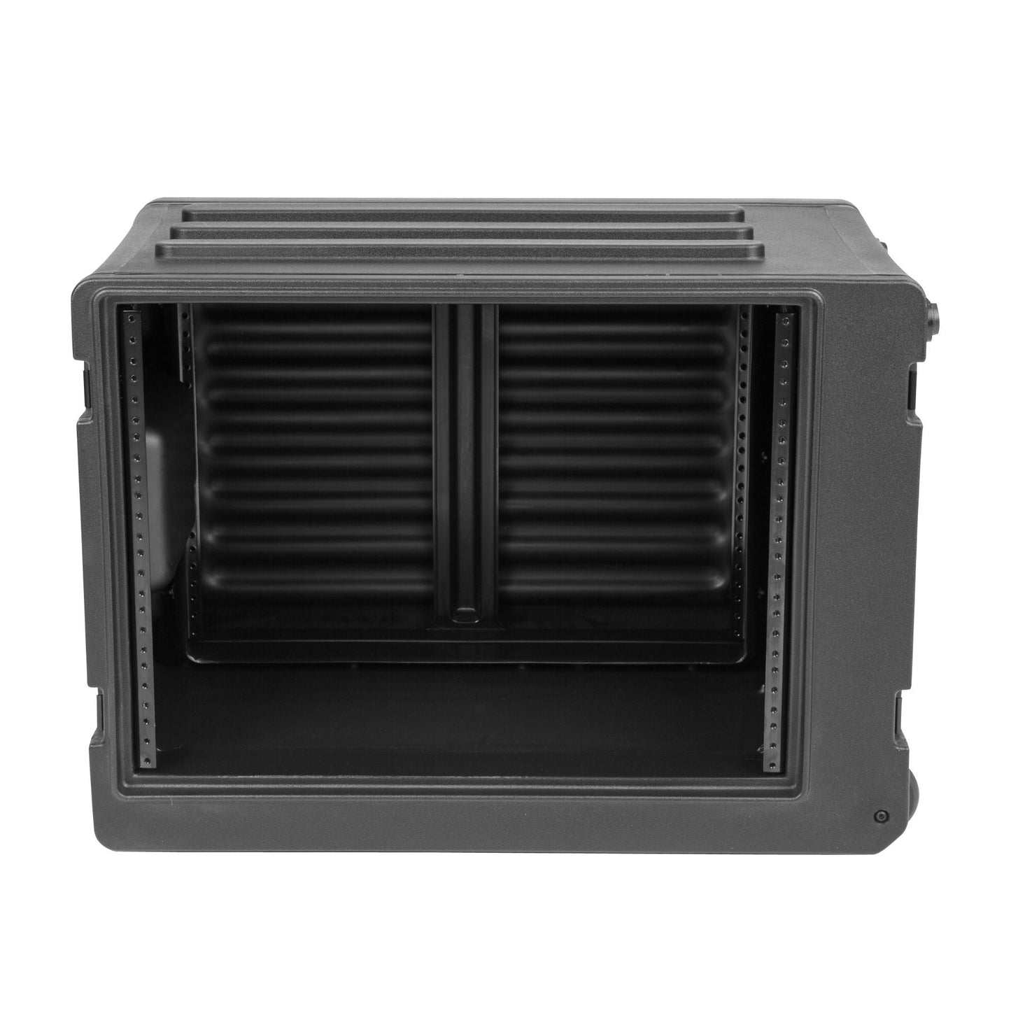 SKB 8U rSeries Shallow Rolling Rack with Integrated Back Wheels and Pull Handle