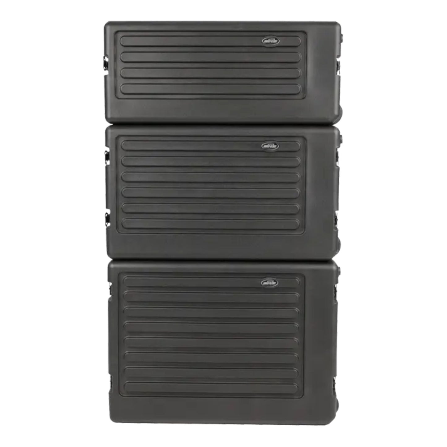 SKB 8U rSeries Shallow Rolling Rack with Integrated Back Wheels and Pull Handle