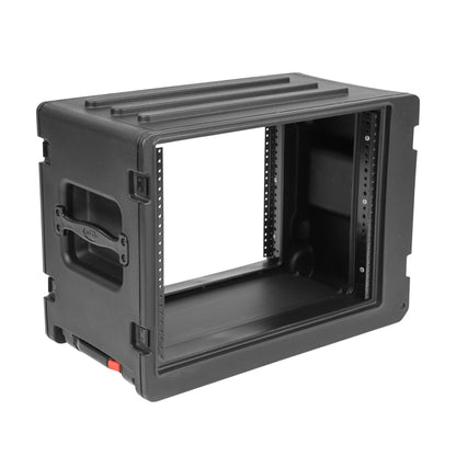 SKB 8U rSeries Shallow Rolling Rack with Integrated Back Wheels and Pull Handle