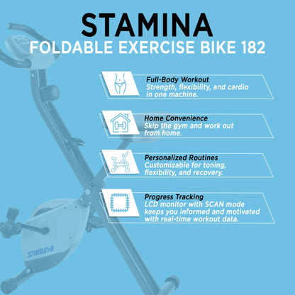 Stamina Products Foldable Exercise Bike with Smart Workout App for Home Fitness