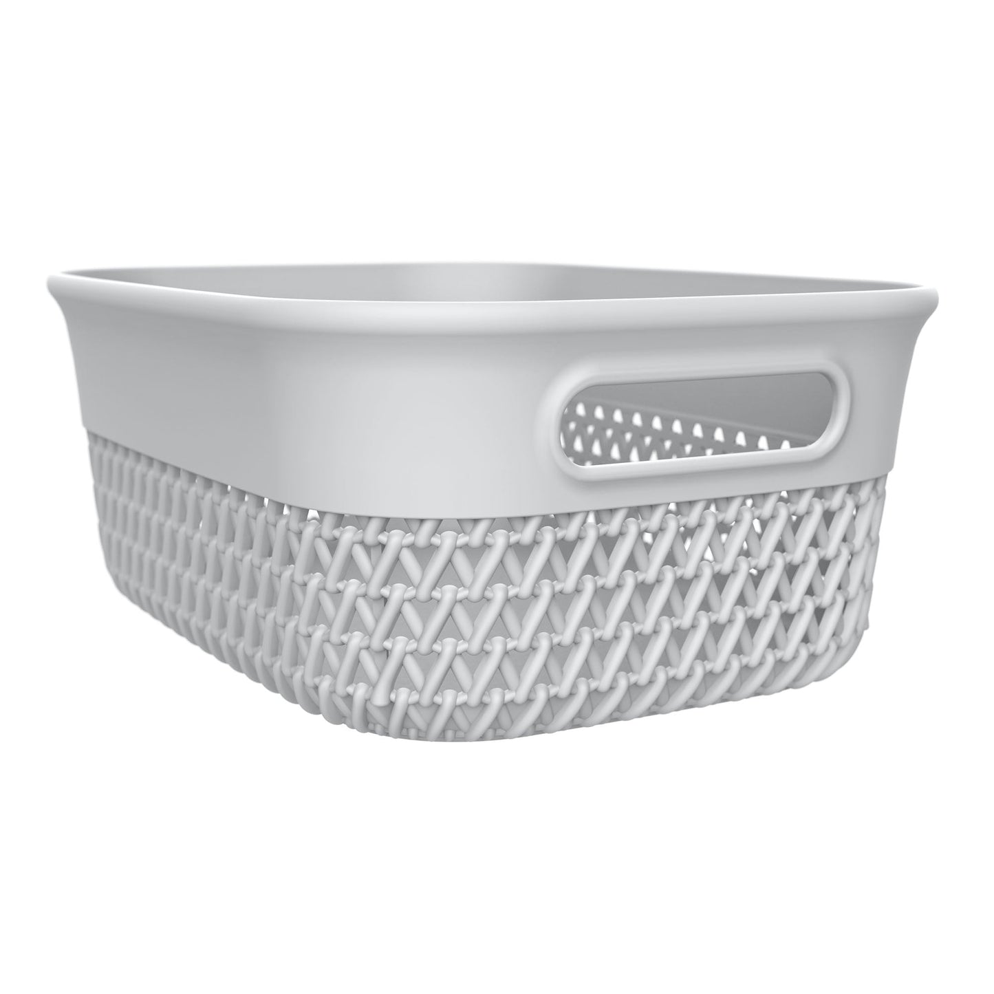 Life Story 4 Qt Decorative Storage Basket, Small Plastic Home Organizer, White