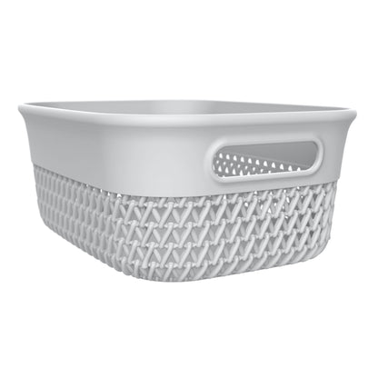 Life Story 4 Qt Decorative Storage Basket, Small Plastic Home Organizer, White