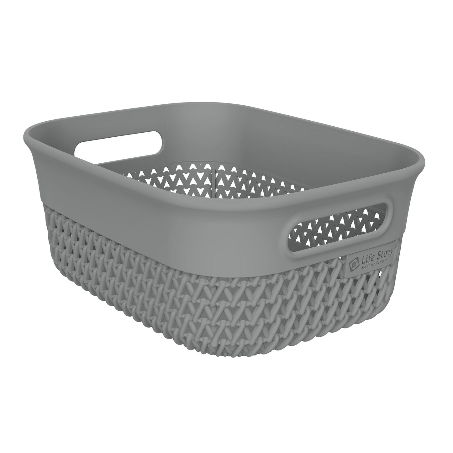 Life Story 4 Qt Decorative Storage Basket, Small Plastic Home Organizer, Gray