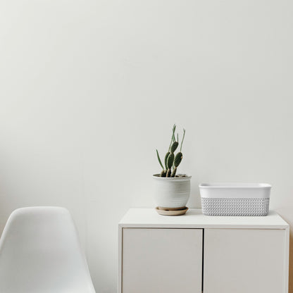 Life Story 10 Qt Decorative Storage Basket, Medium Plastic Home Organizer, White