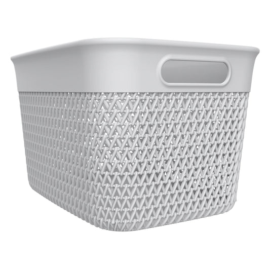 Life Story 16 Qt Decorative Storage Basket, Large Plastic Home Organizer, White