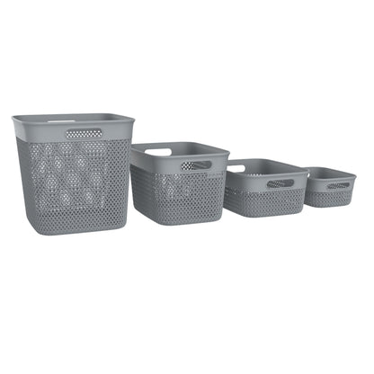 Life Story 16 Qt Decorative Storage Basket, Large Plastic Home Organizer, Black