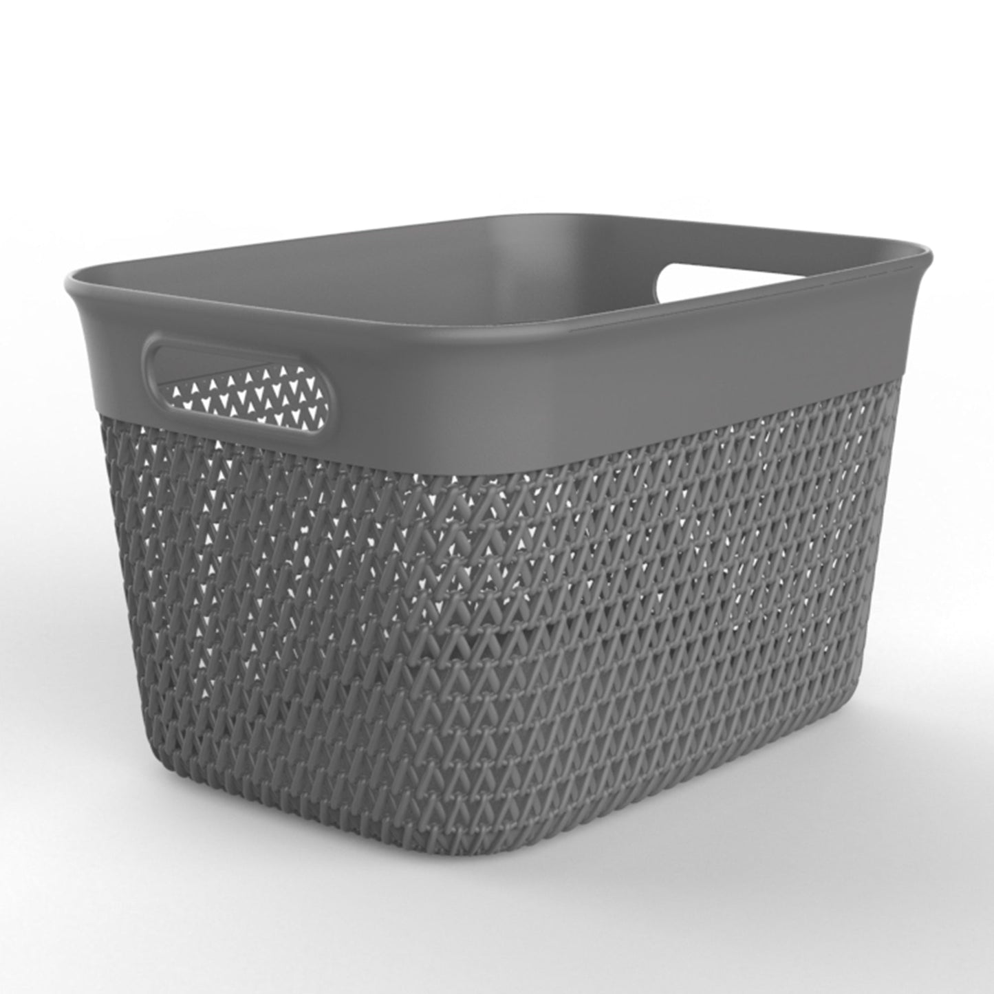 Life Story 16 Qt Decorative Storage Basket, Large Plastic Home Organizer, Gray