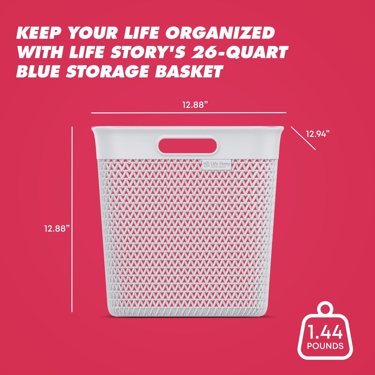 Life Story 26 Qt Decorative Storage Basket, Extra Large Plastic Home Organizer