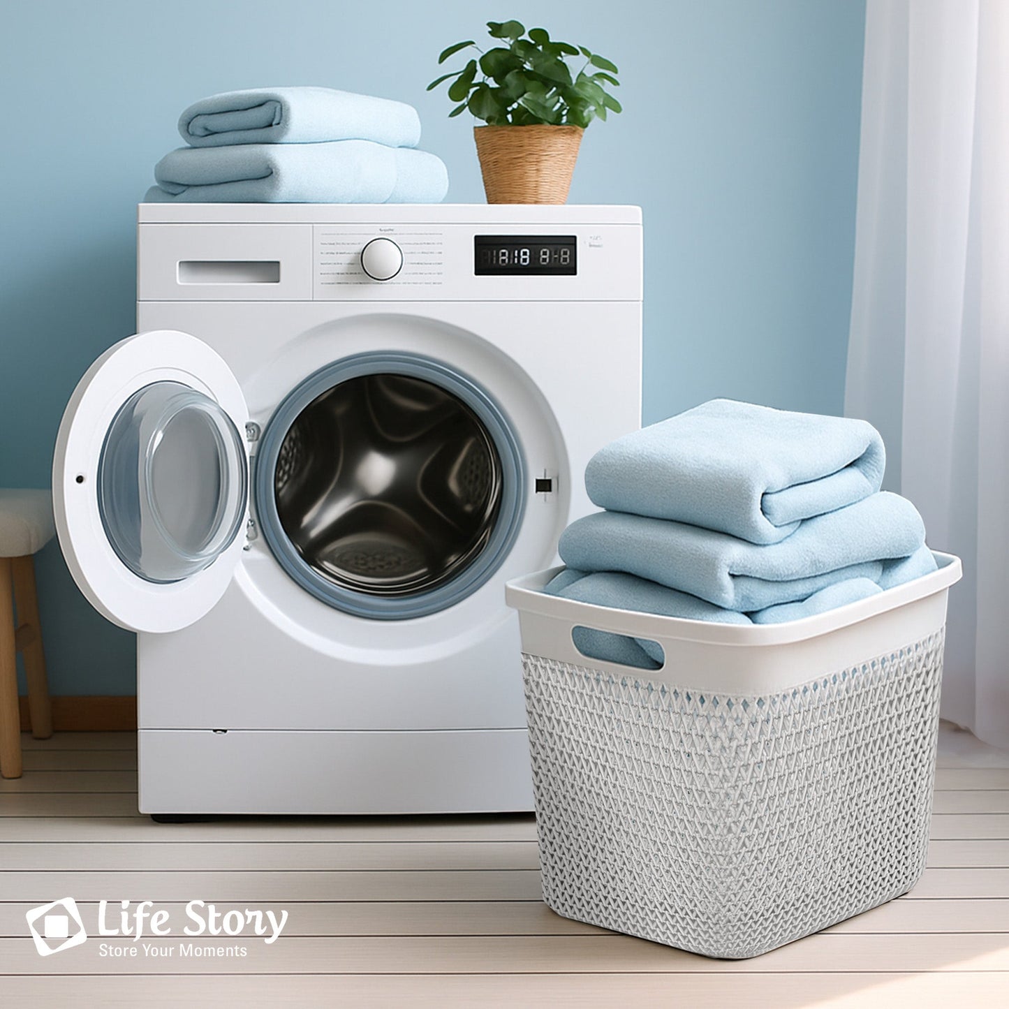 Life Story 26 Qt Decorative Storage Basket, Extra Large Plastic Home Organizer