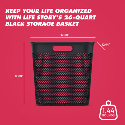 Life Story 26 Qt Decorative Storage Basket, Extra Large Plastic Home Organizer