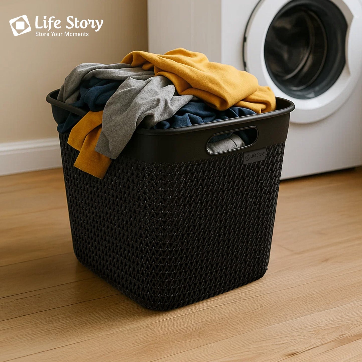 Life Story 26 Qt Decorative Storage Basket, Extra Large Plastic Home Organizer