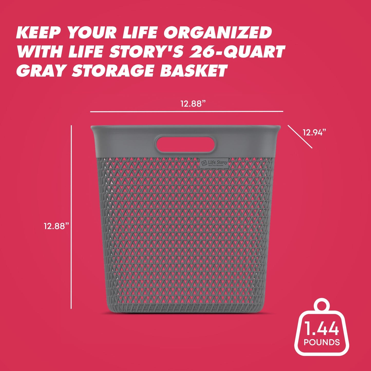 Life Story 26 Qt Decorative Storage Basket, Extra Large Plastic Home Organizer