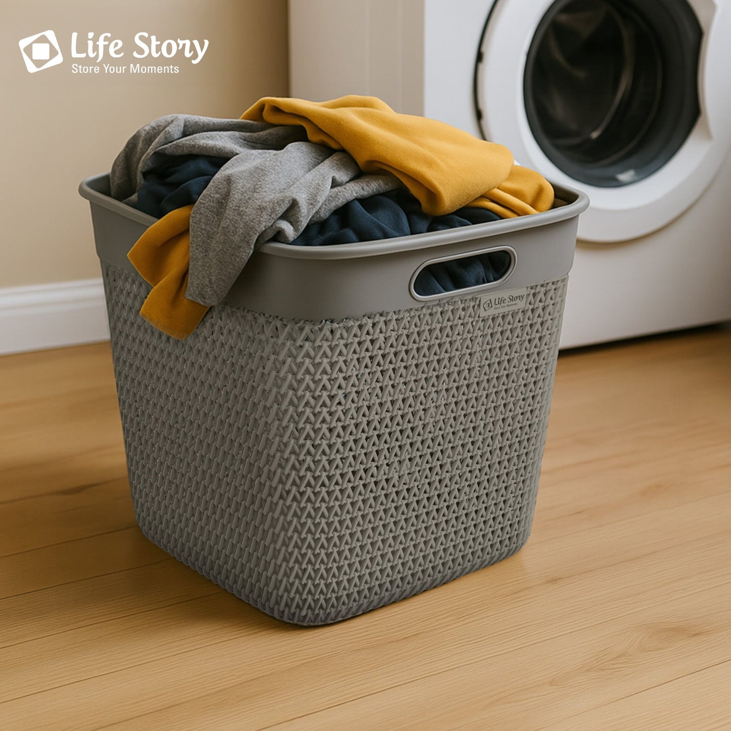 Life Story 26 Qt Decorative Storage Basket, Extra Large Plastic Home Organizer