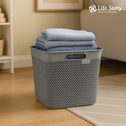 Life Story 26 Qt Decorative Storage Basket, Extra Large Plastic Home Organizer
