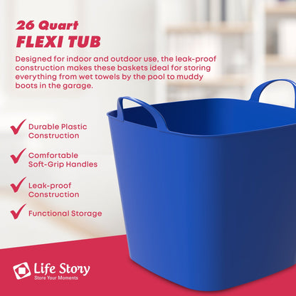 Life Story 26 Quart Flexi Tub, Versatile Storage Tote, Home Organizer, Blue