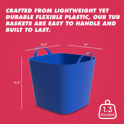 Life Story 26 Quart Flexi Tub, Versatile Storage Tote, Home Organizer, Blue