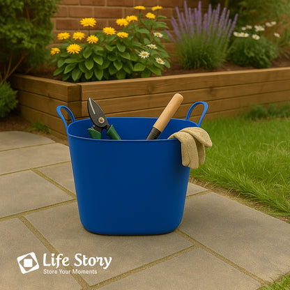 Life Story 26 Quart Flexi Tub, Versatile Storage Tote, Home Organizer, Blue