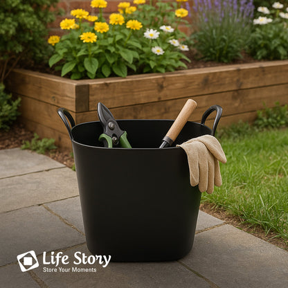 Life Story 26 Quart Flexi Tub, Versatile Storage Tote, Home Organizer, Black