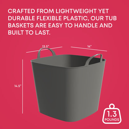 Life Story 26 Quart Flexi Tub, Versatile Storage Tote, Home Organizer, Gray