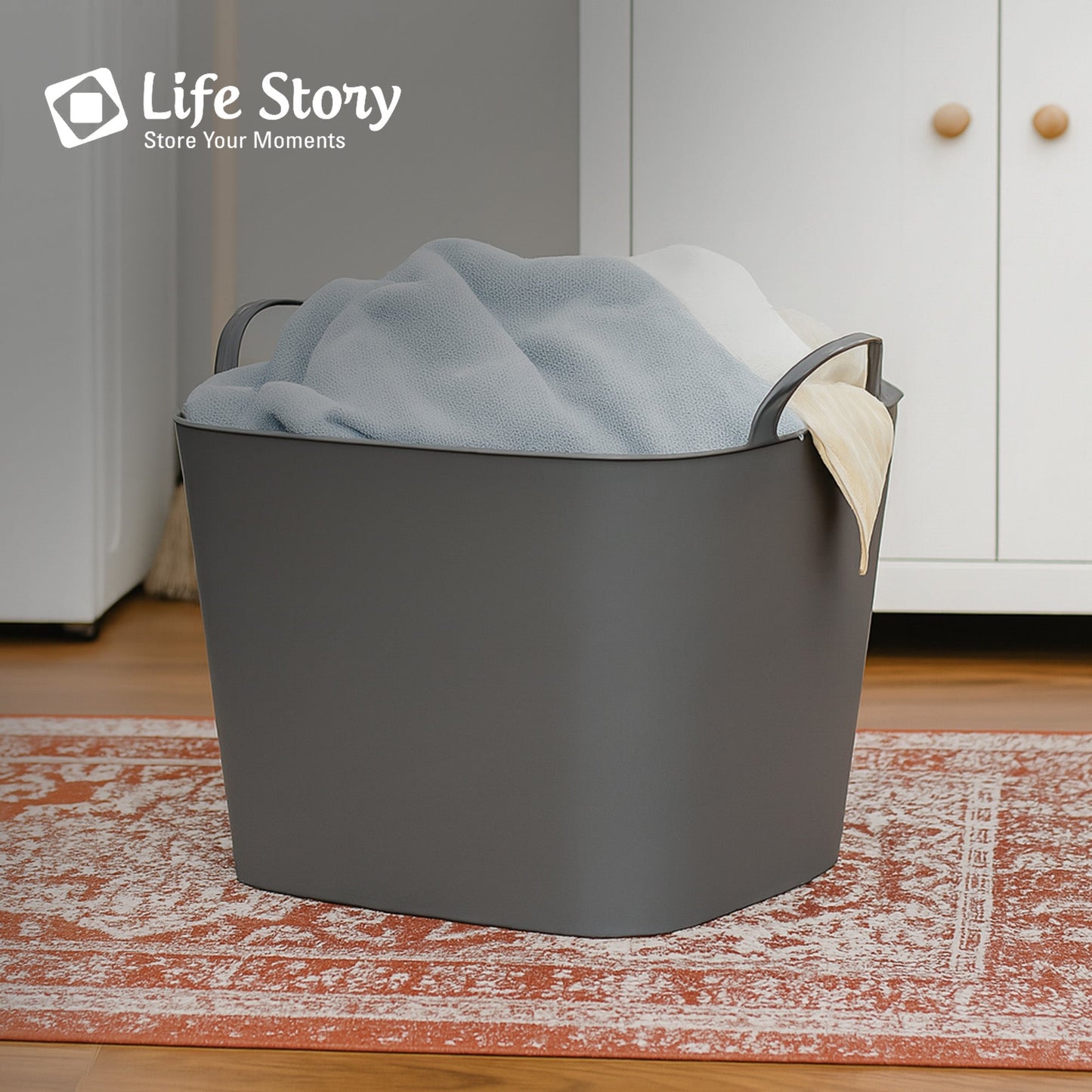 Life Story 26 Quart Flexi Tub, Versatile Storage Tote, Home Organizer, Gray