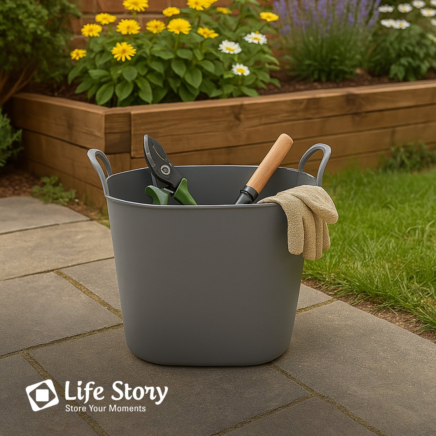 Life Story 26 Quart Flexi Tub, Versatile Storage Tote, Home Organizer, Gray