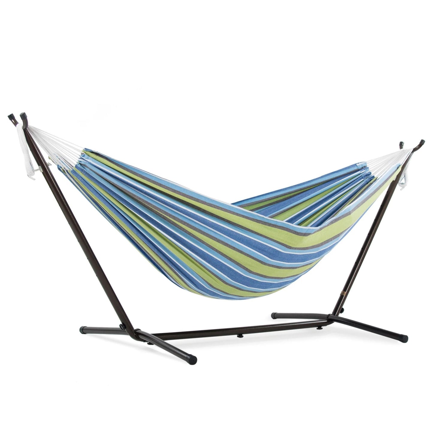 Vivere Double Cotton Hammock, Comfortable Daybed with Steel Stand, 9', Oasis