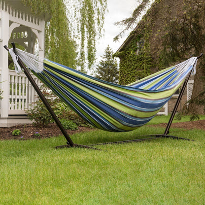 Vivere Double Cotton Hammock, Comfortable Daybed with Steel Stand, 9', Oasis