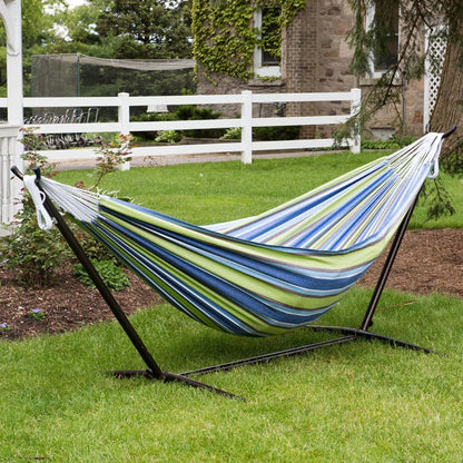 Vivere Double Cotton Hammock, Comfortable Daybed with Steel Stand, 9', Oasis