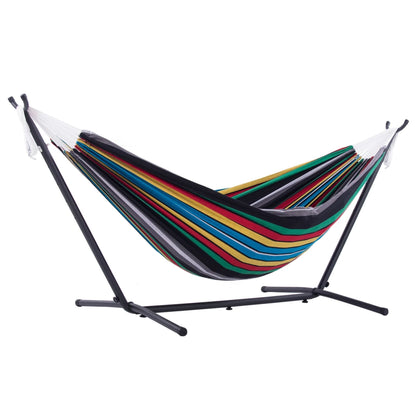 Vivere Double Cotton Hammock, Comfortable Daybed with Steel Stand, 9', Rio Night