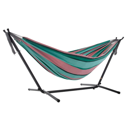 Vivere Double Cotton Hammock, Comfortable Daybed, Steel Stand, 9', Watermelon
