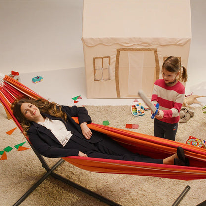 Vivere Double Cotton Hammock, Comfortable Daybed with Steel Stand, 9', Mimosa