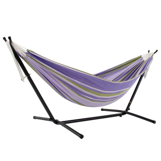 Vivere Double Cotton Hammock, Comfortable Daybed, Steel Stand, 9', Tranquility