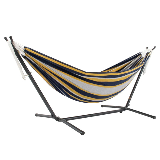 Vivere Double Cotton Hammock, Comfortable Daybed with Steel Stand, 9', Serenity