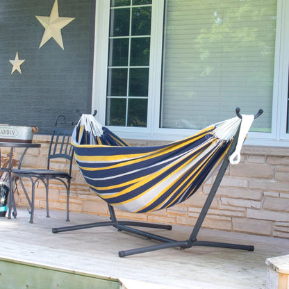 Vivere Double Cotton Hammock, Comfortable Daybed with Steel Stand, 9', Serenity