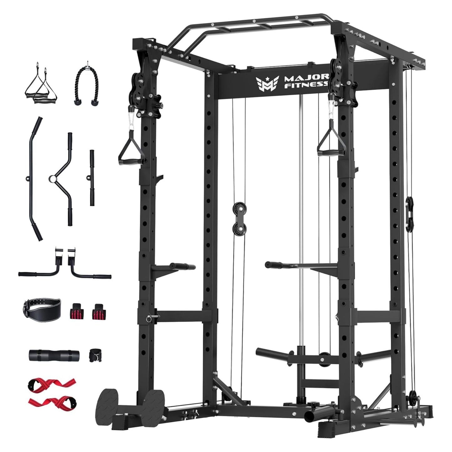 Major Fitness Drone 1 Power Cage, Multi-Function Strength Training Rack, Black