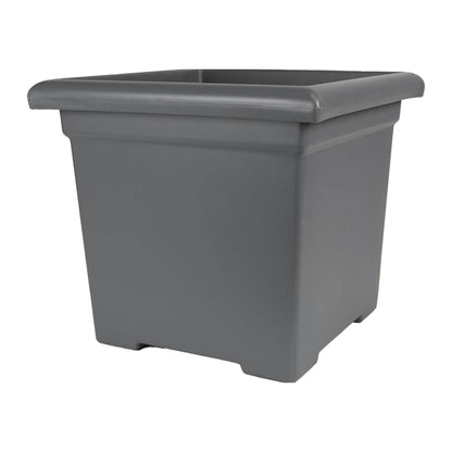 The HC Companies Accent Square Plastic Plant Pot with Drainage, 15.5", Warm Gray